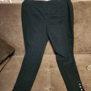 Black Button-Detail Pants